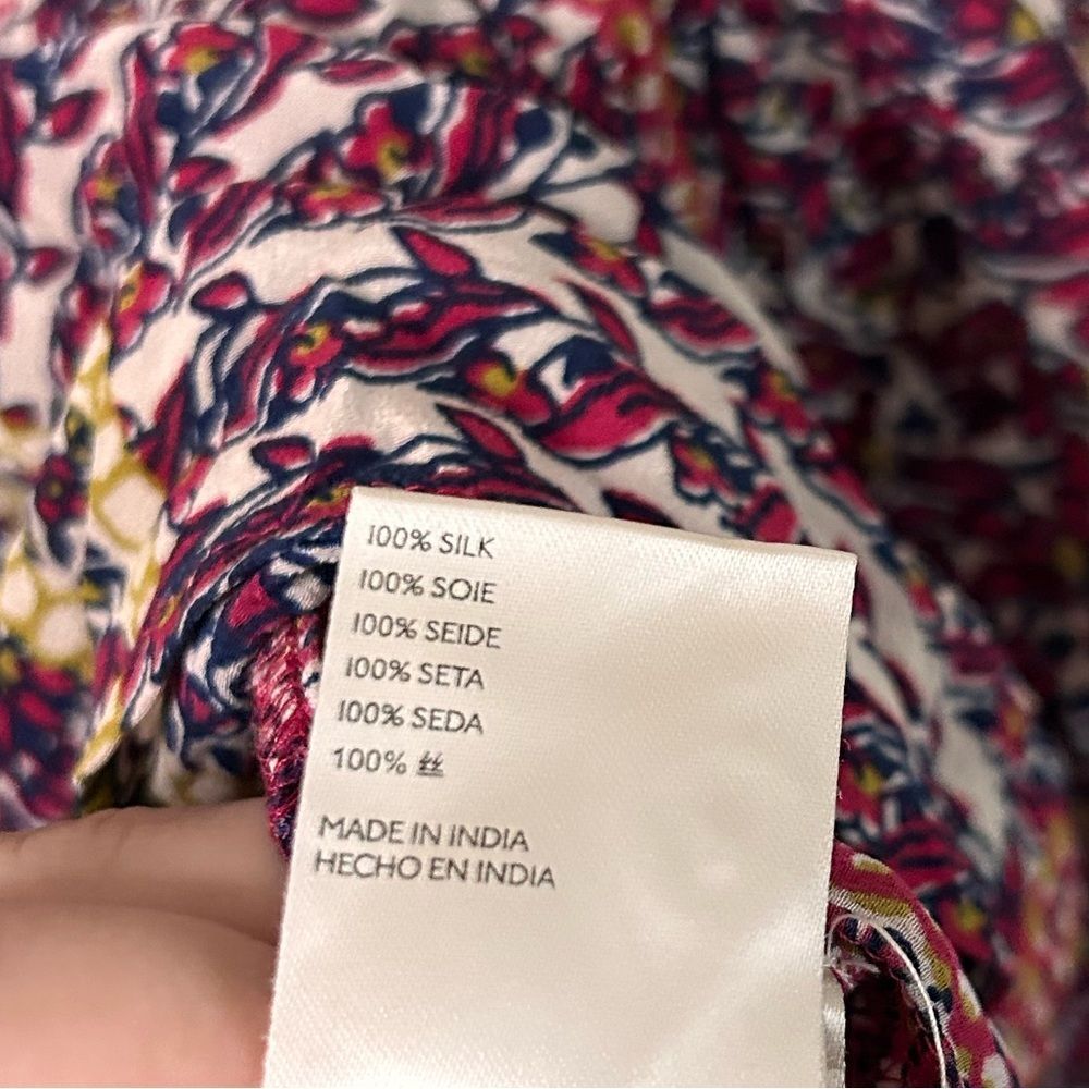 Anthropologie Maeve Lilyana Floral Tiered Silk Flowy Blouse Size Medium - Picture 7 of 9